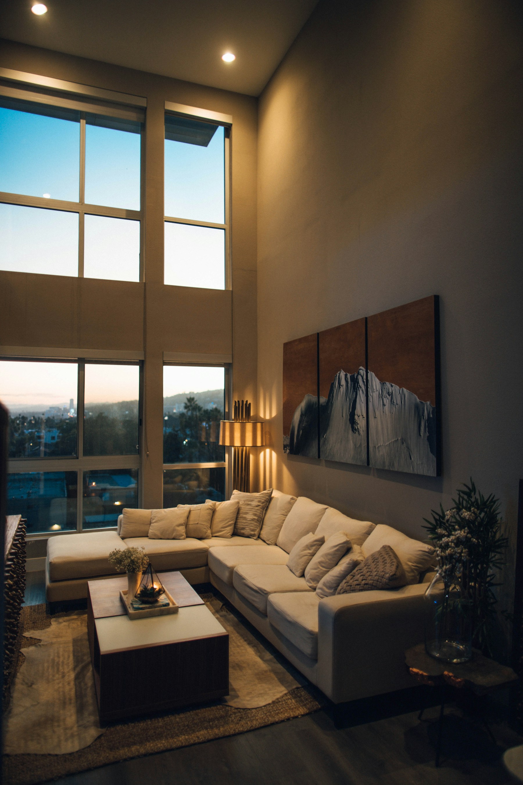 Refined residential lounge with tailored contemporary furniture